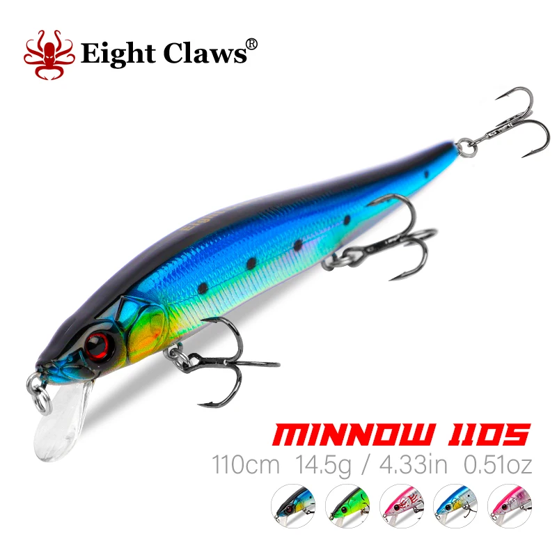 EIGHT CLAWS 110mm 14.5g Minnow Fishing Lures Peche Bass Trolling Isca Artificial Hard Bait Crankbait Carp Wobbler Tackle
EIGHT CLAWS 110mm 14.5g Minnow Fishing Lures Peche Bass Trolling Isca Artificial Hard Bait Crankbait Carp Wobbler Tackle