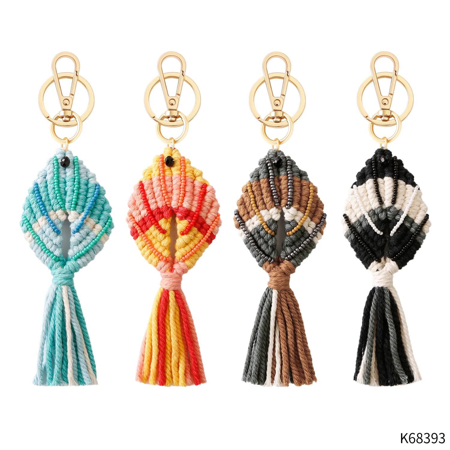 Macrame Fishtail Braided Keychains W/seed Bead Decor Boho Bag Purse Charm Macrame Gift Koifish Shape Key Chain Handmade KLJ50G-5
Macrame Fishtail Braided Keychains W/seed Bead Decor Boho Bag Purse Charm Macrame Gift Koifish Shape Key Chain Handmade KLJ50G-5