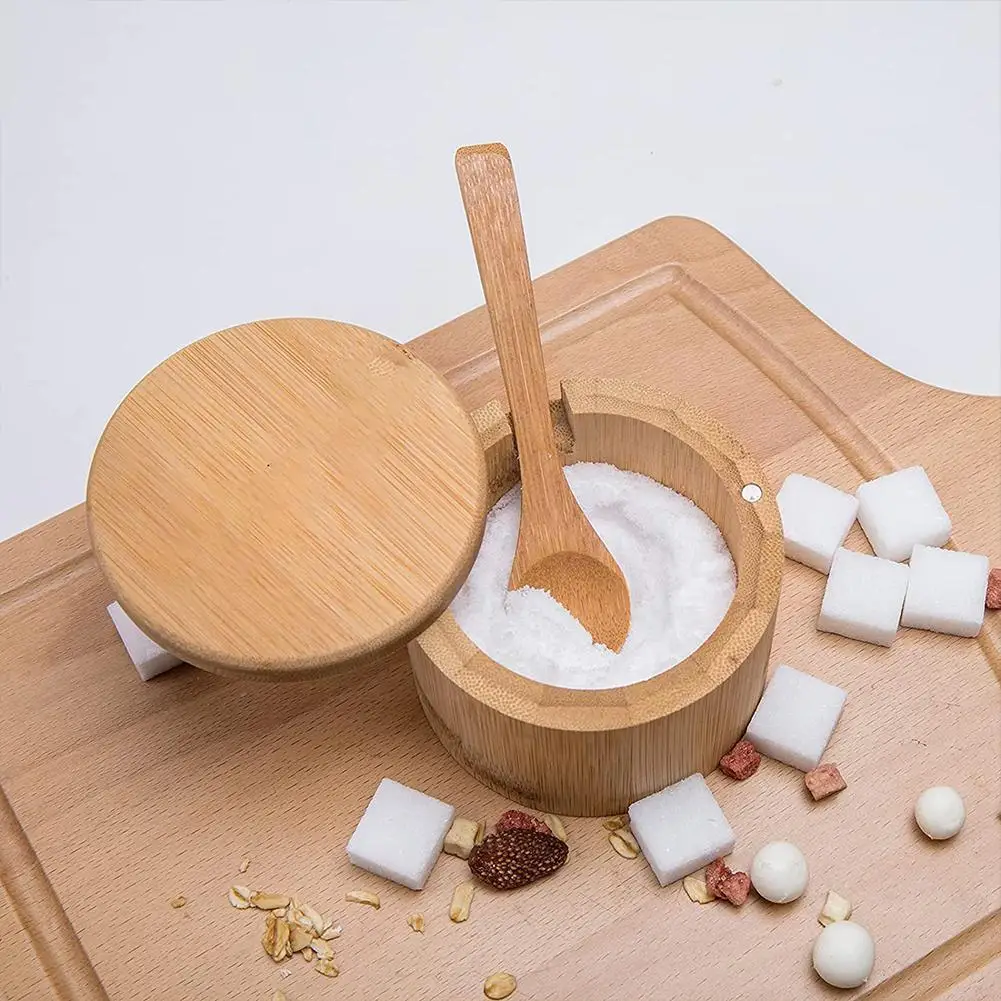 Bamboo Kitchen Storage Sugar Spices Herb Tool Seasoning Box Multifunctional Container Swivel Lid Salt Pepper With Spoon for M3U1
Bamboo Kitchen Storage Sugar Spices Herb Tool Seasoning Box Multifunctional Container Swivel Lid Salt Pepper With Spoon for M3U1