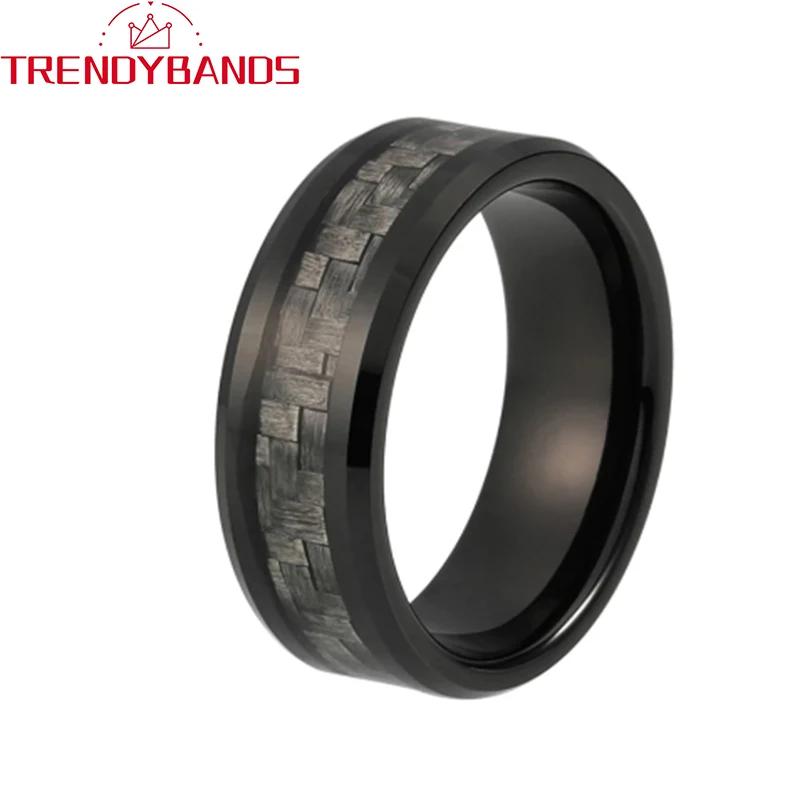 Tungsten Carbide Wedding Rings For Men Women 8mm Grey Carbon-Fiber Inlay Black Beveled Edges Polished Shiny Comfort Fit
Tungsten Carbide Wedding Rings For Men Women 8mm Grey Carbon-Fiber Inlay Black Beveled Edges Polished Shiny Comfort Fit