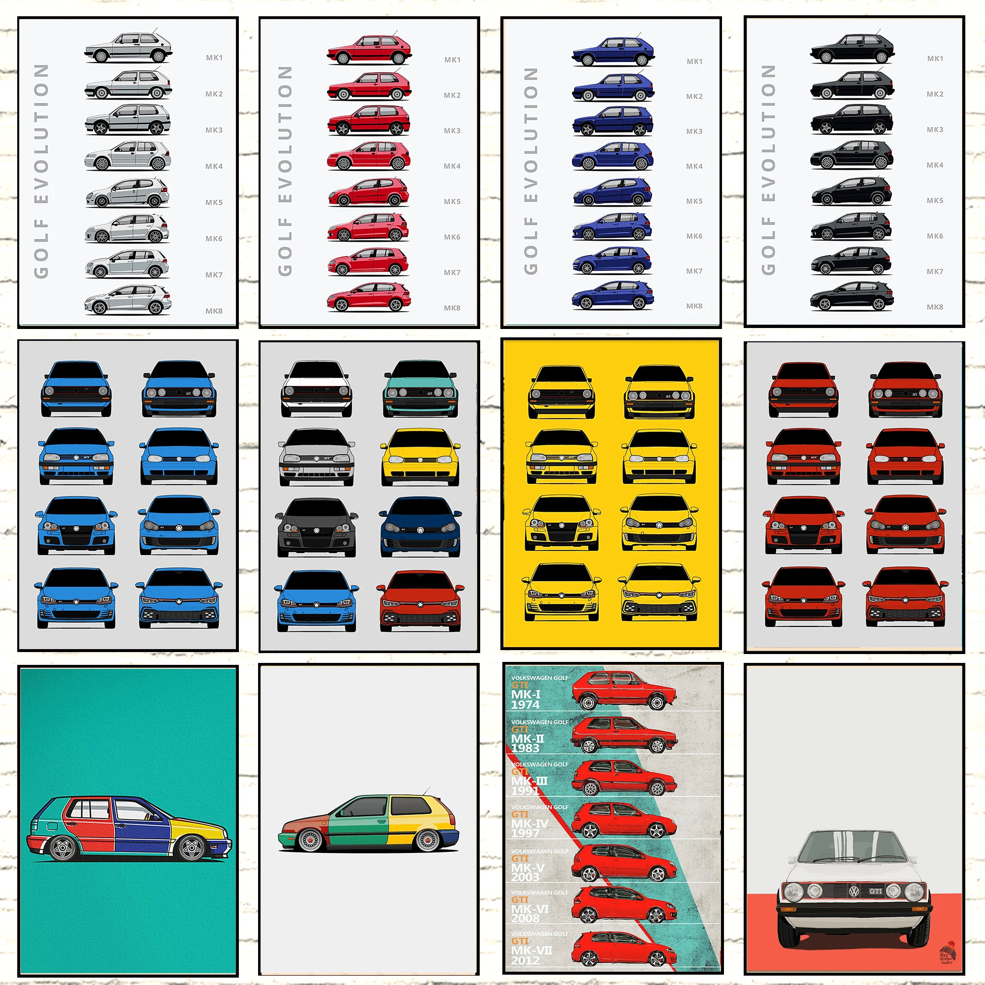 World Car Poster Art Golf EvolUtion VW Mk1-8 Painting Funny Wall Art for Coffee Bar Kawaii Room Decor Canvas Posters Home Decor
World Car Poster Art Golf EvolUtion VW Mk1-8 Painting Funny Wall Art for Coffee Bar Kawaii Room Decor Canvas Posters Home Decor