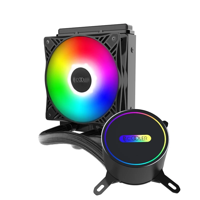 Фото Pccooler pc120/240 мм цветная (rgb) воды охлаждающий вентилятор для компьютерного
