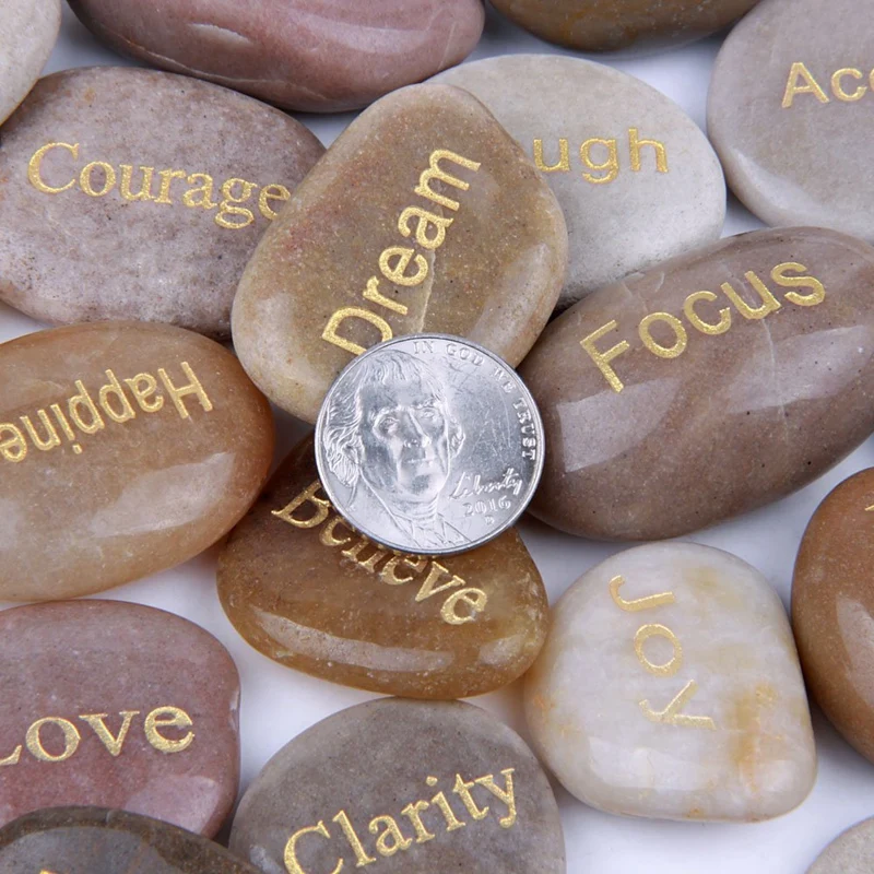 25 Engraved Inspirational Stones with Words of Encouragement Gold Engraved Stones for Worry Affirmation Meditation Stones
25 Engraved Inspirational Stones with Words of Encouragement Gold Engraved Stones for Worry Affirmation Meditation Stones