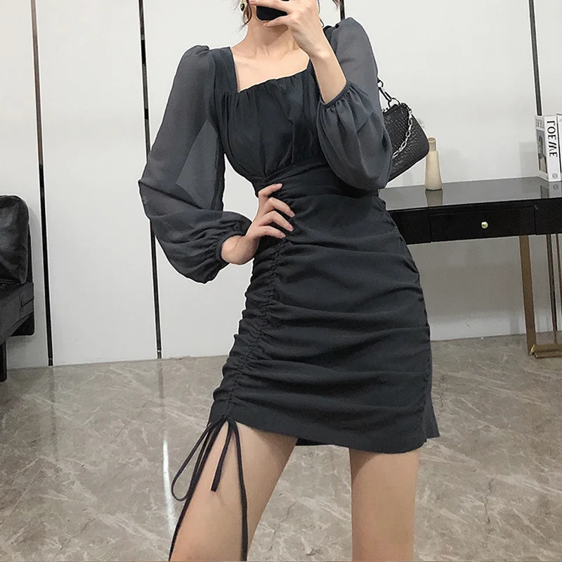 Bodycon Dress Korean Full Sleeve Bandage Dress Fashion Square Collar Black Dress New One-piece Lady Party Club Clothes Fall
Bodycon Dress Korean Full Sleeve Bandage Dress Fashion Square Collar Black Dress New One-piece Lady Party Club Clothes Fall