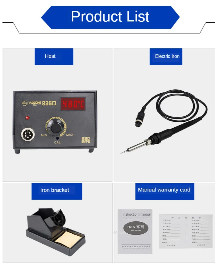YAOGONG 936D Digital spot welder adjustable anti-static mobile phone maintenance soldering iron removal platform
YAOGONG 936D Digital spot welder adjustable anti-static mobile phone maintenance soldering iron removal platform