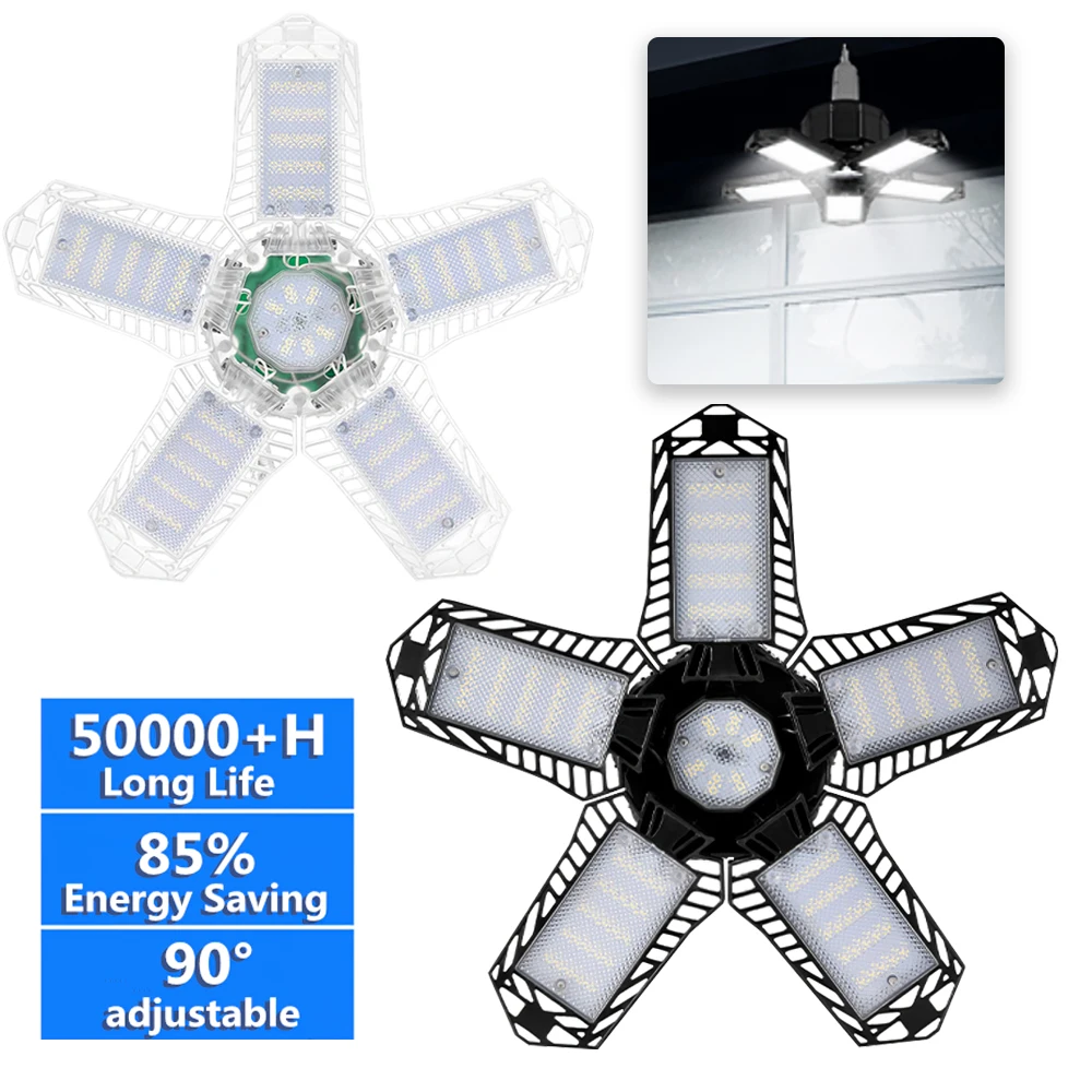 5 Leaf LED Garage Light 100W Foldable E26/E27 Ceiling Lights 90 Degrees Deformable Industrial Lamps For Shop Warehouse
5 Leaf LED Garage Light 100W Foldable E26/E27 Ceiling Lights 90 Degrees Deformable Industrial Lamps For Shop Warehouse
