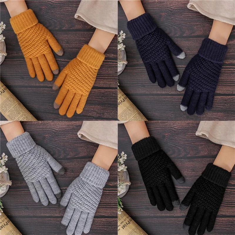 Crochet Thick Knitted Gloves Winter Touch Screen Gloves Women Men Warm Stretch Faux Wool Full Finger Gloves
Crochet Thick Knitted Gloves Winter Touch Screen Gloves Women Men Warm Stretch Faux Wool Full Finger Gloves
