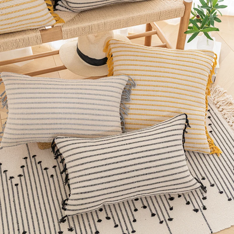 Striped Yellow Gray Black Cushion Cover Tassel Pillowcase Woven Home Decoration Sofa Bed Living Room Sofa 45x45cm/30x50cm
Striped Yellow Gray Black Cushion Cover Tassel Pillowcase Woven Home Decoration Sofa Bed Living Room Sofa 45x45cm/30x50cm
