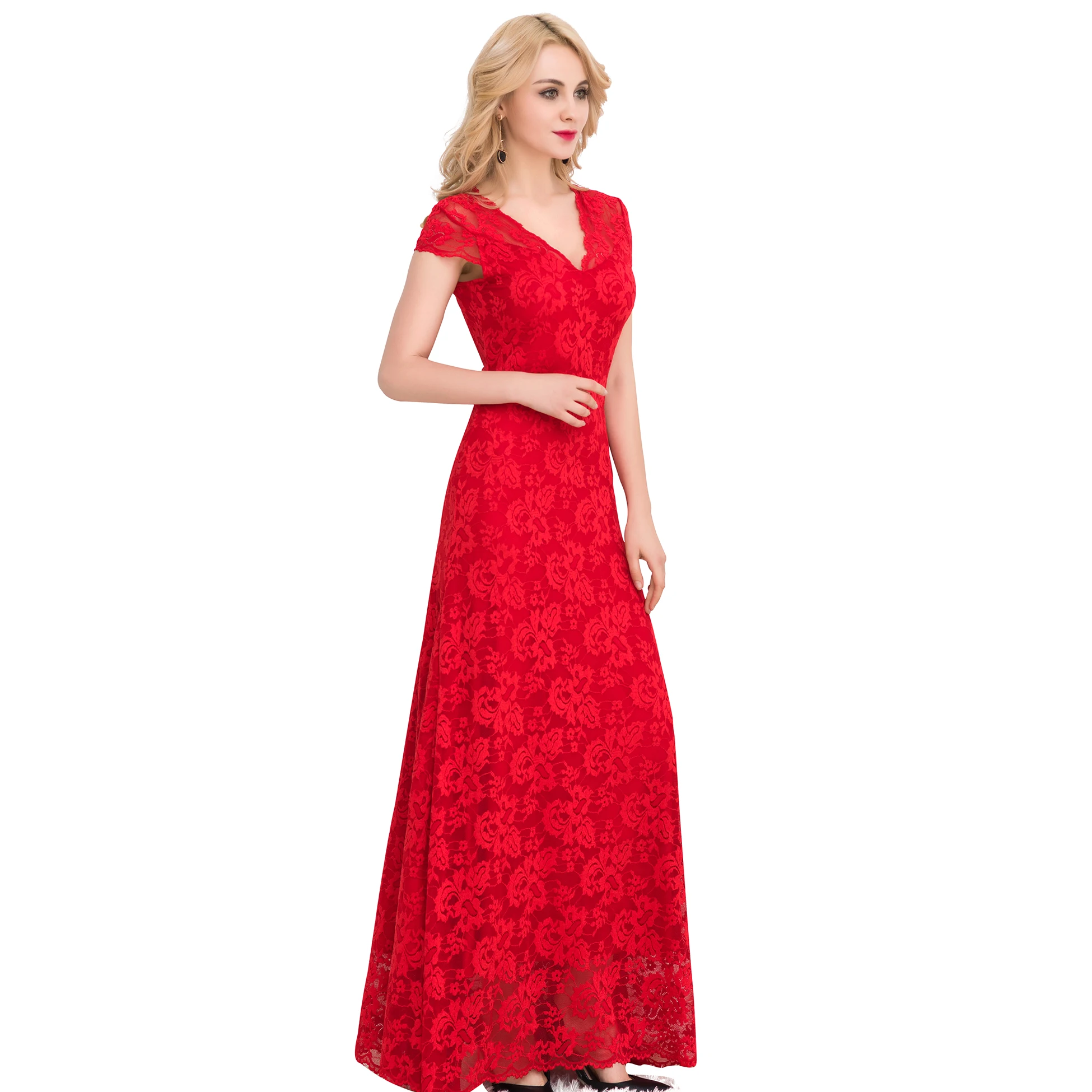 Женское винтажное длинное вечернее платье с цветочным принтом V-образным вырезом