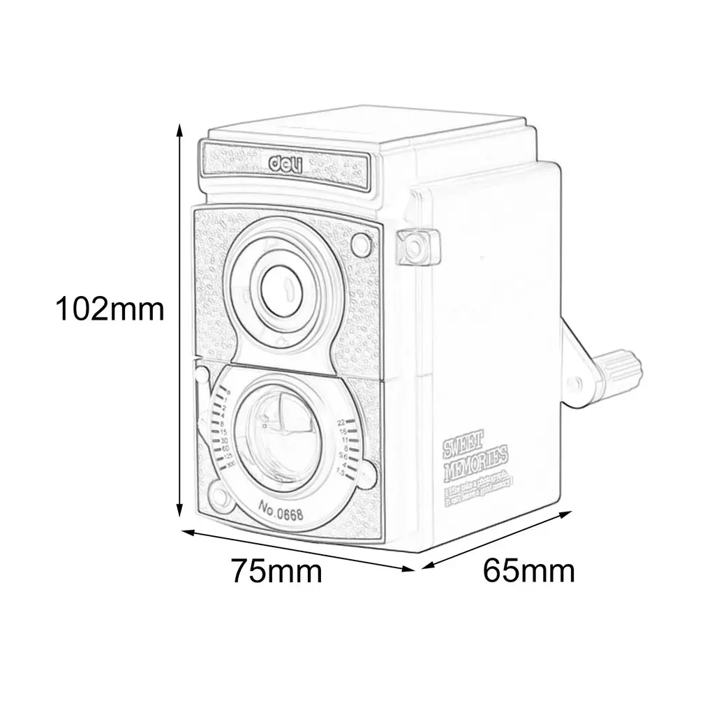 Deli 0668 Mechanical Pencil Sharpener Innovative Manual Pencil Sharpening Tool Camera Design School Stationery for Student
Deli 0668 Mechanical Pencil Sharpener Innovative Manual Pencil Sharpening Tool Camera Design School Stationery for Student