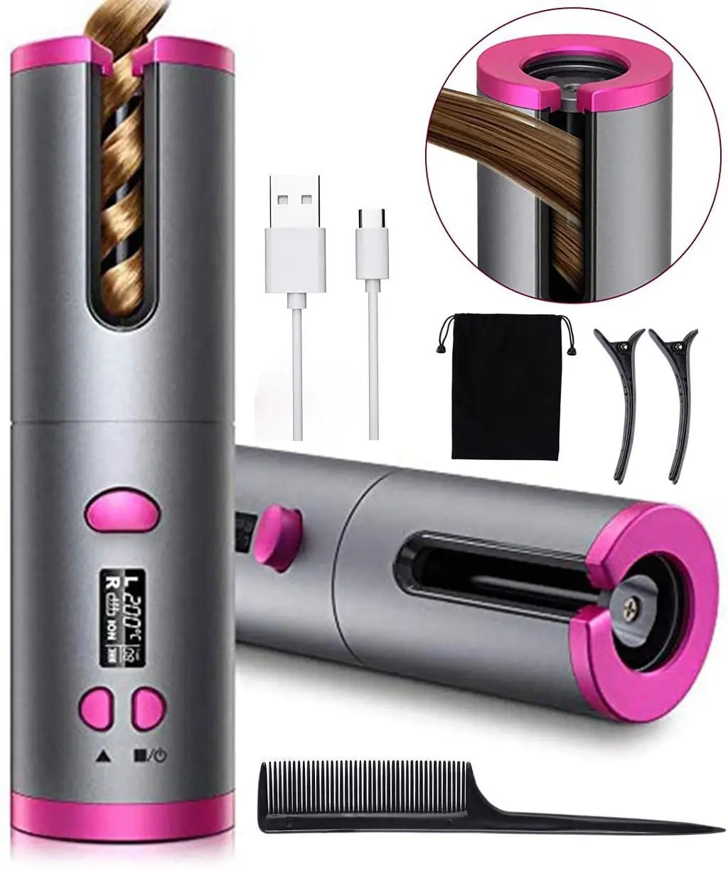 Portable Wireless Automatic Curling Iron Hair Curler USB Rechargeable for LCD Display Curly Machine with 1 Comb+2pc Clips Portab
Portable Wireless Automatic Curling Iron Hair Curler USB Rechargeable for LCD Display Curly Machine with 1 Comb+2pc Clips Portab