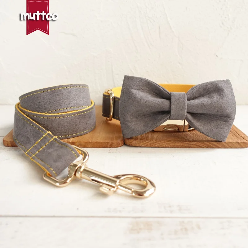 MUTTCO retailing self-design collar GRAY COVER YELLOW handmade poly satin and nylon collar and leash with bow tie UDC026J
MUTTCO retailing self-design collar GRAY COVER YELLOW handmade poly satin and nylon collar and leash with bow tie UDC026J