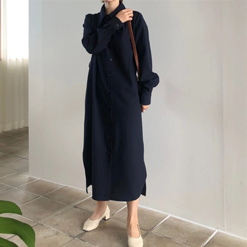Chic Shirt Dress Women's Spring Korea Japan Office Ladies Long Sleeve Maxi Dress Casual Solid Button Outfits Dresses Robe 2021 
Chic Shirt Dress Women's Spring Korea Japan Office Ladies Long Sleeve Maxi Dress Casual Solid Button Outfits Dresses Robe 2021