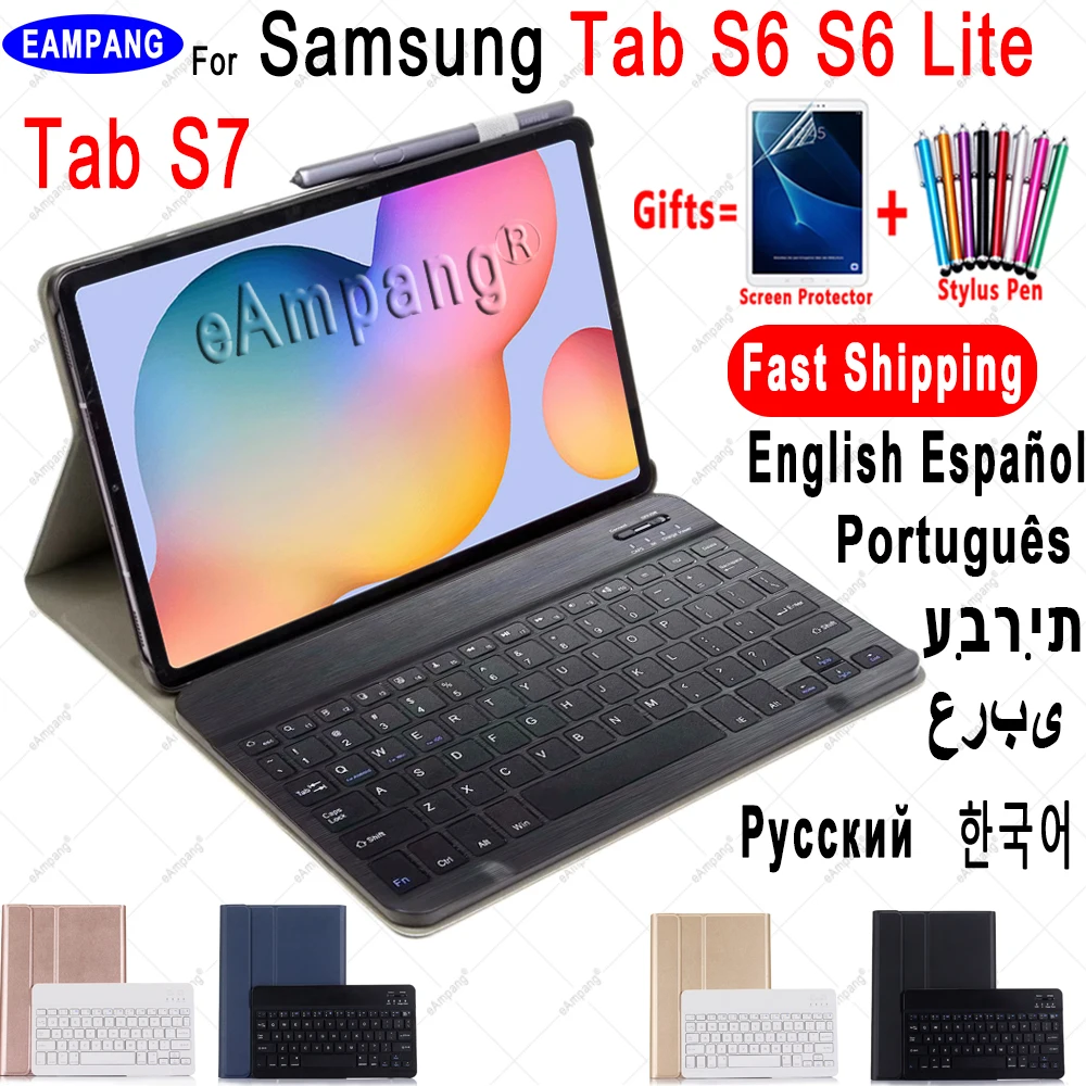 

Чехол для Samsung Galaxy Tab S6 Lite 10,4, чехол для клавиатуры Tab S6 10,5, S7 11, чехол с русской, испанской, английской, корейской, Арабской клавиатурой