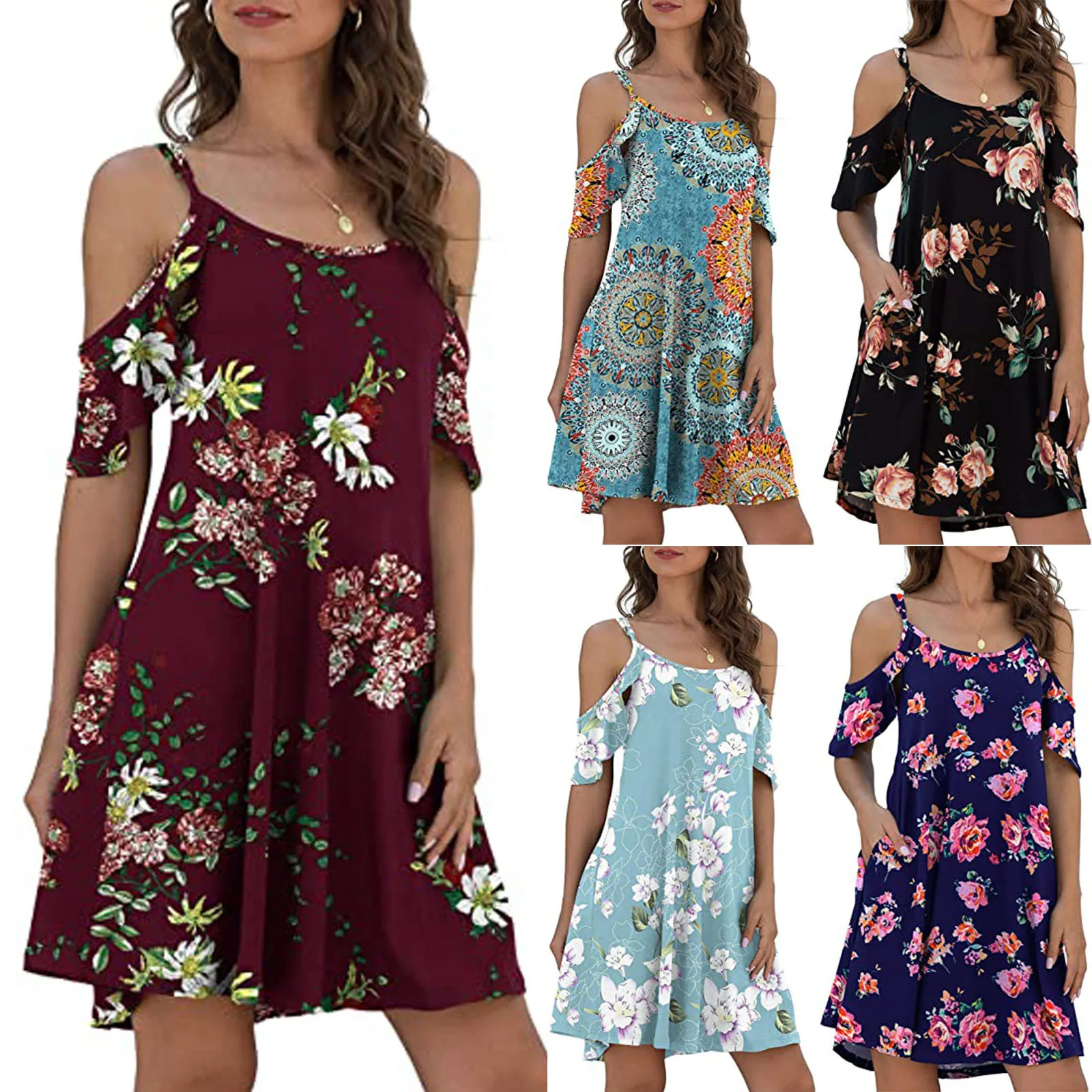 Fashion Women Dress Robe 2021 Bohemian Casual O-Neck Flowers Pinting Off The Shoulder Pockets Short Sleeve Holiday Mini Dress
Fashion Women Dress Robe 2021 Bohemian Casual O-Neck Flowers Pinting Off The Shoulder Pockets Short Sleeve Holiday Mini Dress