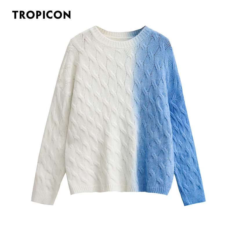 Трикотажный свитер с градиентом TROPICON, зимняя одежда, Женский дизайнерский свитер зеленого и синего цвета, пуловер сезона осень 2021, Модная тр... 
Трикотажный свитер с градиентом TROPICON, зимняя одежда, Женский дизайнерский свитер зеленого и синего цвета, пуловер сезона осень 2021, Модная тр...