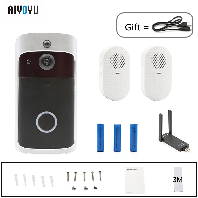 V5 Doorbell Smart IP WIFI Video Intercom WI-FI Door Phone Bell Camera For Apartments IR Alarm Wireless Security From eken |