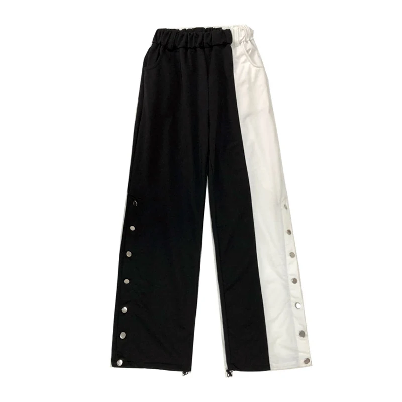 Summer Pants Women Trousers Female Vintage Style Loose High Waist Wide Legs Casual Straight Black Color Matching Side Breasted
Summer Pants Women Trousers Female Vintage Style Loose High Waist Wide Legs Casual Straight Black Color Matching Side Breasted