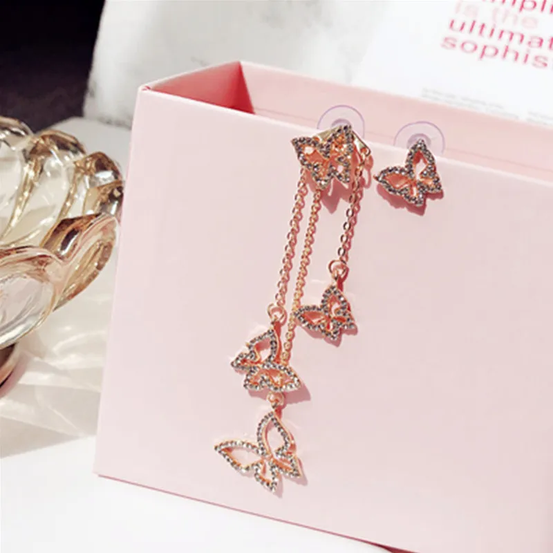 Fashion Women Butterfly Pendants Earrings Many layer Rhinestone Chain Lrregular Jackets Asymmetry Women's Butterfly Earrings
Fashion Women Butterfly Pendants Earrings Many layer Rhinestone Chain Lrregular Jackets Asymmetry Women's Butterfly Earrings