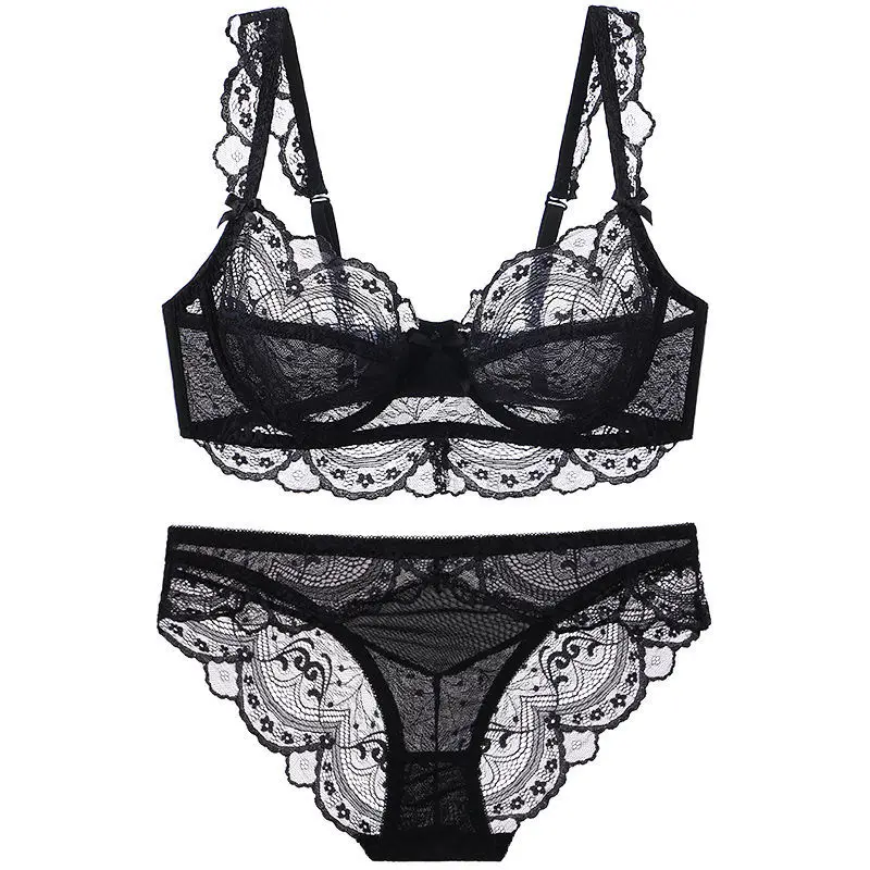 Women's Fashion Transparent Ultra-thin Lace No Sponge Full Transparent Sexy Large Size Underwear Gathering Sexy Bra Set
Women's Fashion Transparent Ultra-thin Lace No Sponge Full Transparent Sexy Large Size Underwear Gathering Sexy Bra Set