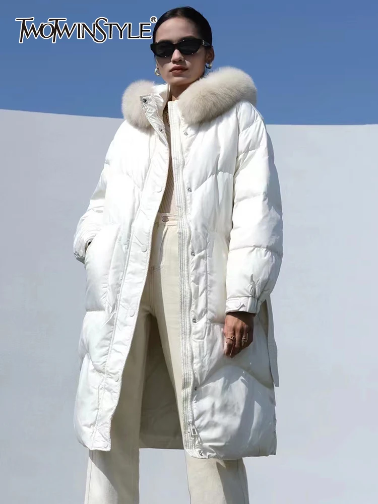 TWOTWINSTYLE Plain Thick Cotton Down Coat For Women Loose Long Sleeve Patchwork Pockets Zipper Coats Female 2021 Winter Clothing
TWOTWINSTYLE Plain Thick Cotton Down Coat For Women Loose Long Sleeve Patchwork Pockets Zipper Coats Female 2021 Winter Clothing