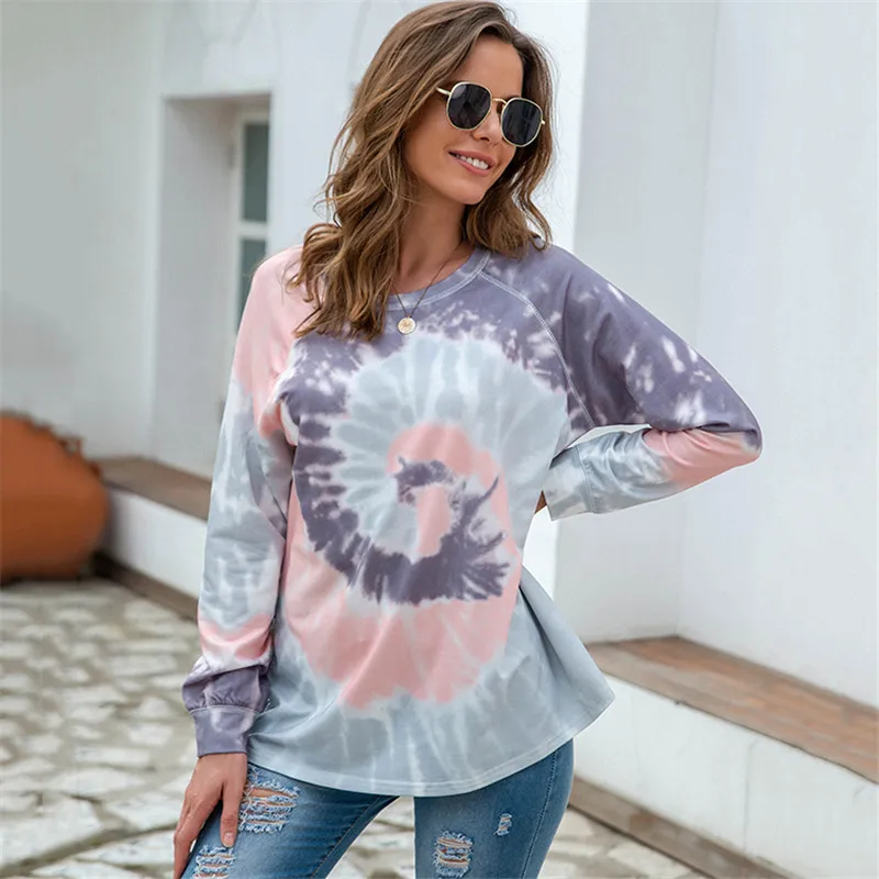 Топ женский осенне-зимний свободный с круглым вырезом и длинными рукавами 
Топ женский осенне-зимний свободный с круглым вырезом и длинными рукавами