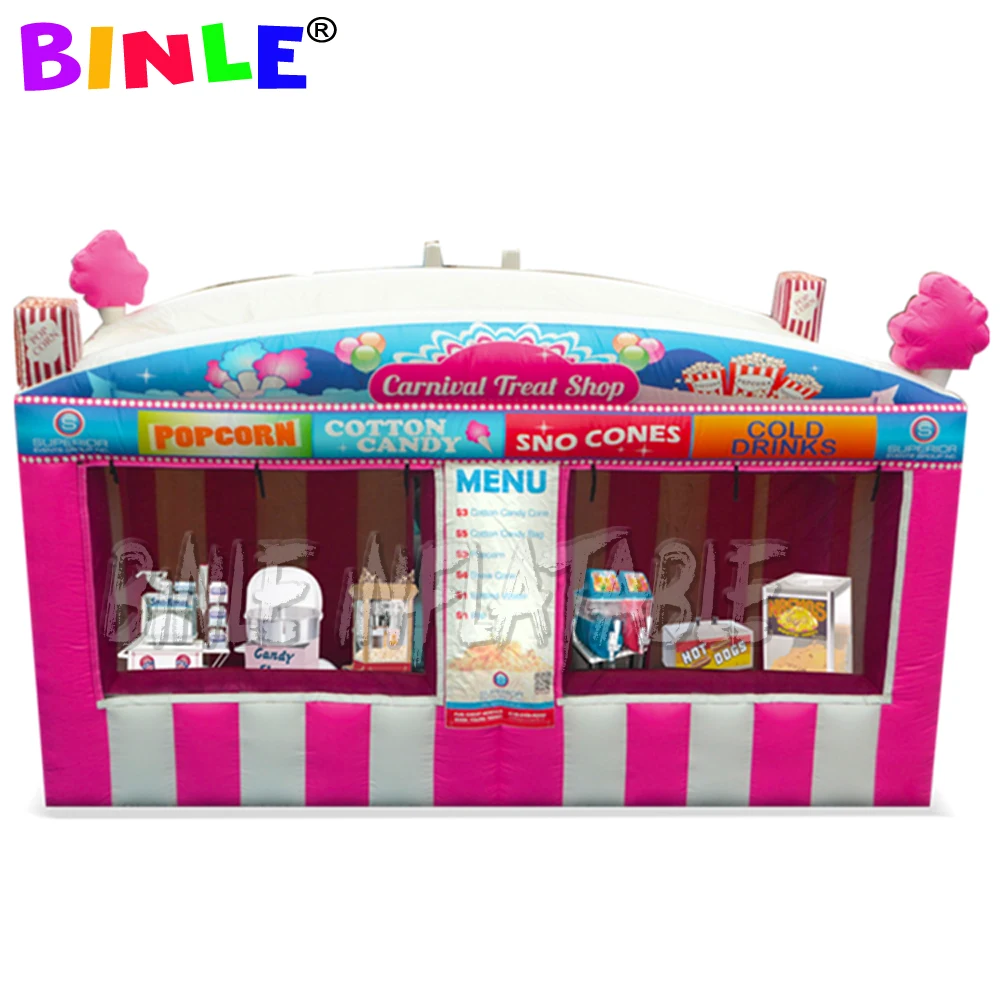 Fast food oxford pink giant inflatable carnival treat shop/ Inflatable Concession Stand/popcorn ice cream booth with blower 
Fast food oxford pink giant inflatable carnival treat shop/ Inflatable Concession Stand/popcorn ice cream booth with blower