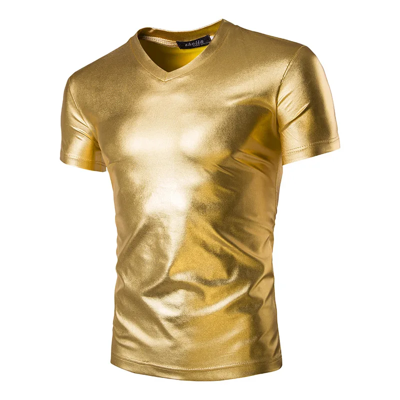 Men V Neck T Shirt Hipster Shiny Nightclub Prom Tshirt Men Slim Fit Short Sleeve T-shirt Male Punk Streetwear Tee Shirt Homme
Men V Neck T Shirt Hipster Shiny Nightclub Prom Tshirt Men Slim Fit Short Sleeve T-shirt Male Punk Streetwear Tee Shirt Homme