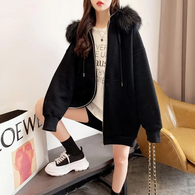 2021 Autumn Winter Women's Fleece Jacket Coats Female Hooded Windbreaker Outerwear Warm Parka Thick Female Hoodies Jackets New
2021 Autumn Winter Women's Fleece Jacket Coats Female Hooded Windbreaker Outerwear Warm Parka Thick Female Hoodies Jackets New