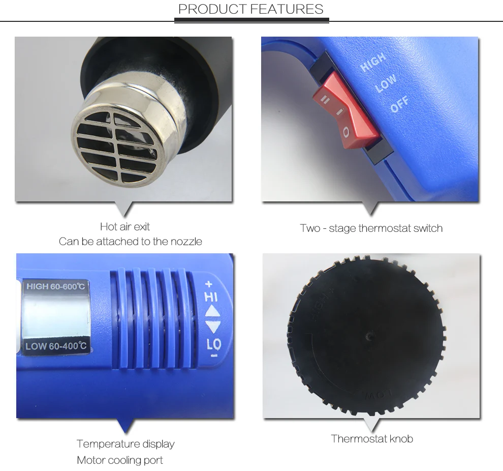 Heat Air Gun BST-8016 Handheld Adjustable Constant Temperature Digital Display Heat Gun High-Power Lead-Free Blown Film Bake Gun
Heat Air Gun BST-8016 Handheld Adjustable Constant Temperature Digital Display Heat Gun High-Power Lead-Free Blown Film Bake Gun