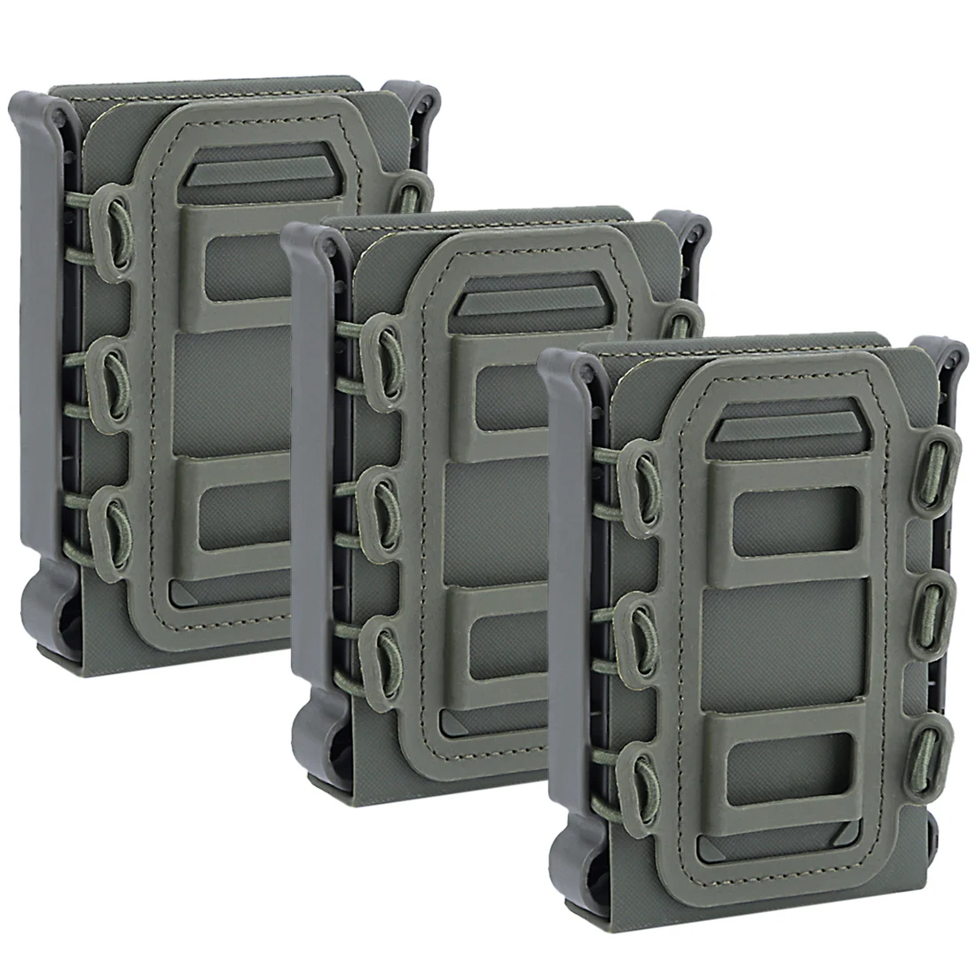 

3pcs/set WST TPR Flexible Ar15 M4 5.56 7.62 Mag Pouch Molle Fastmag Military Tactics Accessories - Olive Green / black /tan