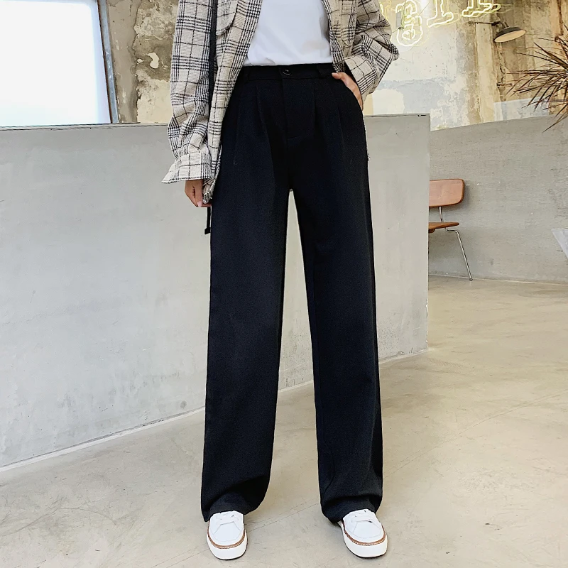 2020 autumn winter spring new casual straight pants women female loose high waist wide leg pants casual trousers black grey
2020 autumn winter spring new casual straight pants women female loose high waist wide leg pants casual trousers black grey