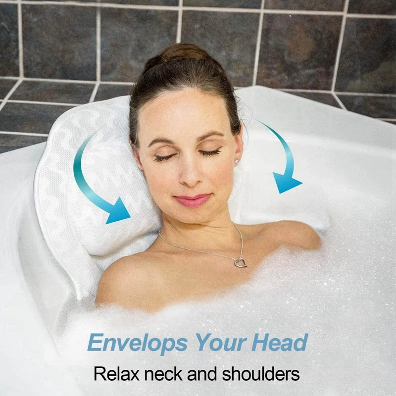 Фото Подушка для ванны эргономичная подушка шеи головы и плеч с сеткой поддержки