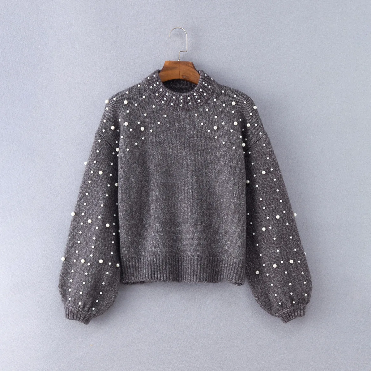 Autumn Winter 2021 Women Sweaters Pullovers Bead Lantern Sleeve Knitted Sweater Pullover Female Grey Slim Jumpers
Autumn Winter 2021 Women Sweaters Pullovers Bead Lantern Sleeve Knitted Sweater Pullover Female Grey Slim Jumpers