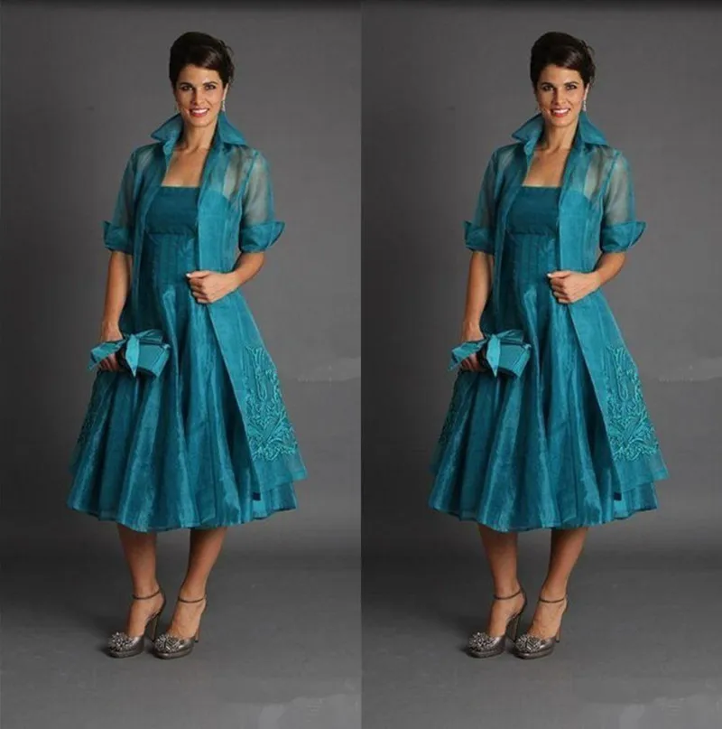 Modern Tea Length Mother of the Bride Dresses with Half Sleeves Jackets Wedding Party Gowns A Line Formal Special Occasion Wear
Modern Tea Length Mother of the Bride Dresses with Half Sleeves Jackets Wedding Party Gowns A Line Formal Special Occasion Wear