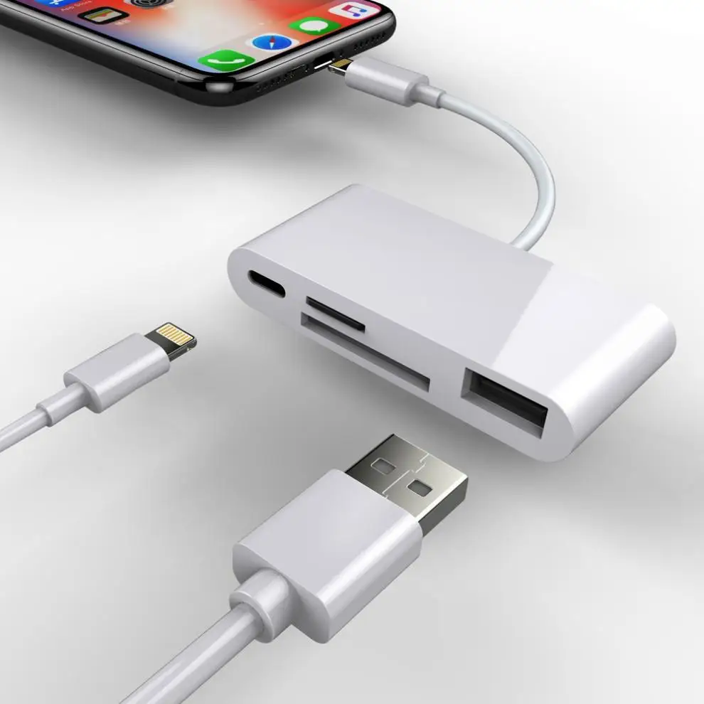 4 in 1 Multi Adapter Lightning Card Reader to SD TF Converter with Usb 2.0 Otg for Iphone/for Ipad Digital Camera No App Requi
4 in 1 Multi Adapter Lightning Card Reader to SD TF Converter with Usb 2.0 Otg for Iphone/for Ipad Digital Camera No App Requi