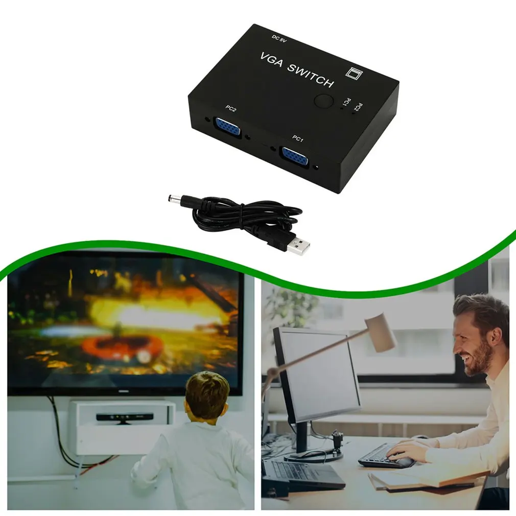 2 Port VGA Video Switch box Selector 2 In 1 Out For LCD PC practical portable durable VGA video switcher
2 Port VGA Video Switch box Selector 2 In 1 Out For LCD PC practical portable durable VGA video switcher