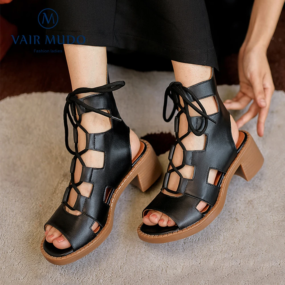 VAIR MUDO Women Sandals Shoes Cross-Tied Genuine Leather Y2K Fashion Style Black White Low Heels Lace-Up Casual Adult Shoe LX50L
VAIR MUDO Women Sandals Shoes Cross-Tied Genuine Leather Y2K Fashion Style Black White Low Heels Lace-Up Casual Adult Shoe LX50L
