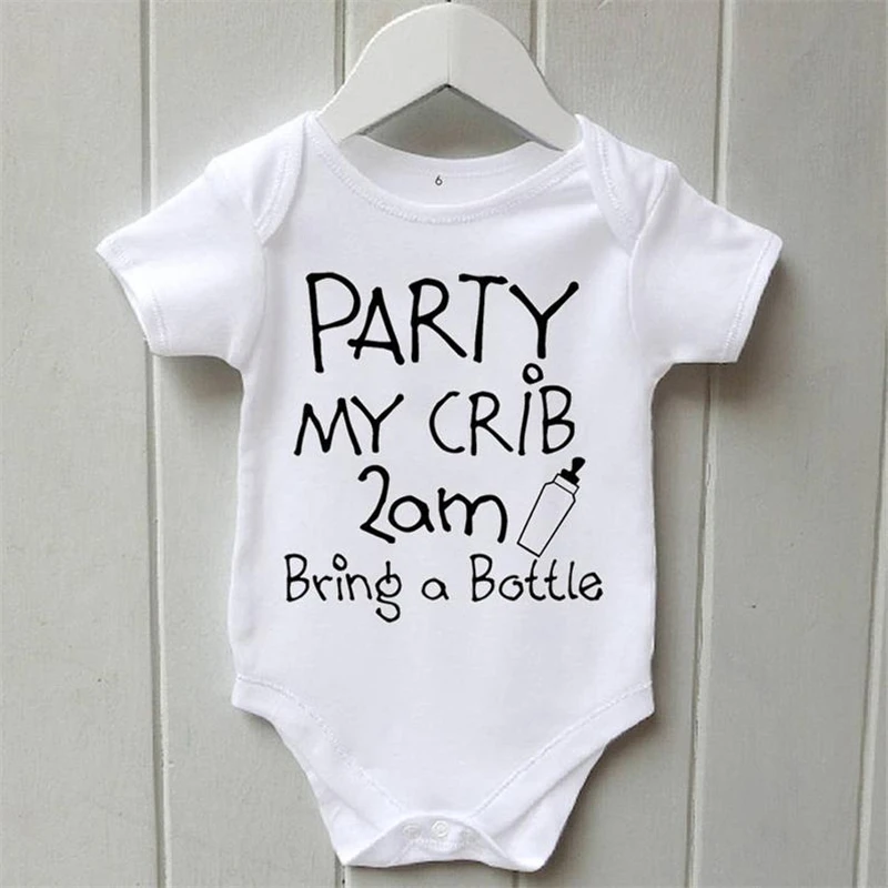 0-24M Newborn Infant Baby Boys Girls Bodysuit Clothes Party At My Crib Funny Casual Short Sleeve Playsuit Rompers Jumpsuit
0-24M Newborn Infant Baby Boys Girls Bodysuit Clothes Party At My Crib Funny Casual Short Sleeve Playsuit Rompers Jumpsuit