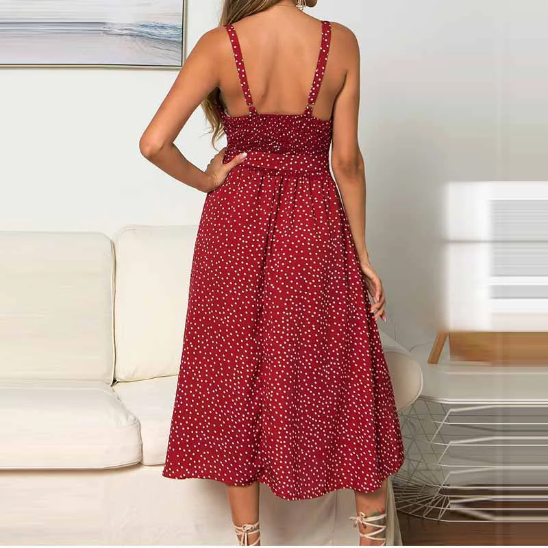 Sexy Summer Sleeveless slip Dress Women Strapless Bow Button loose bandage Pleated polka dot sundress casual Backless Vestidos
Sexy Summer Sleeveless slip Dress Women Strapless Bow Button loose bandage Pleated polka dot sundress casual Backless Vestidos