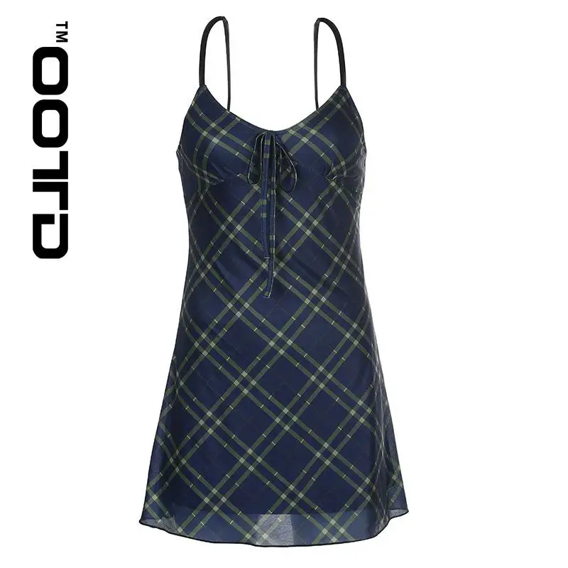 OOTD Thin Strap Bandage Front Ruffles Plaid Dresses Blue Vintage Mesh V-neck Backless A-line Mini Dress Party Wear 2021 New
OOTD Thin Strap Bandage Front Ruffles Plaid Dresses Blue Vintage Mesh V-neck Backless A-line Mini Dress Party Wear 2021 New