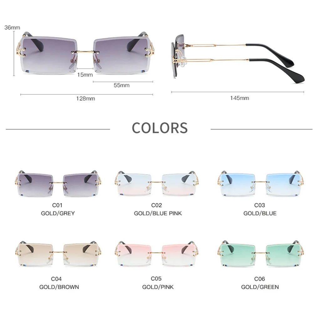 Retro Women's Square Sunglasses Men Metal Frame Rectangle Gradient Pink Classic Brand Rimless Sun Glasses For Female Oculos
Retro Women's Square Sunglasses Men Metal Frame Rectangle Gradient Pink Classic Brand Rimless Sun Glasses For Female Oculos