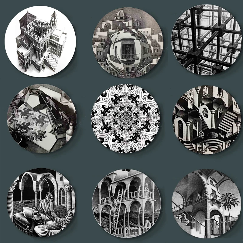 Netherlands Painter Escher Surreal Geometric Artwork Wall Plate Handcrafts Decorative Plate Room Studio Wall Background
Netherlands Painter Escher Surreal Geometric Artwork Wall Plate Handcrafts Decorative Plate Room Studio Wall Background