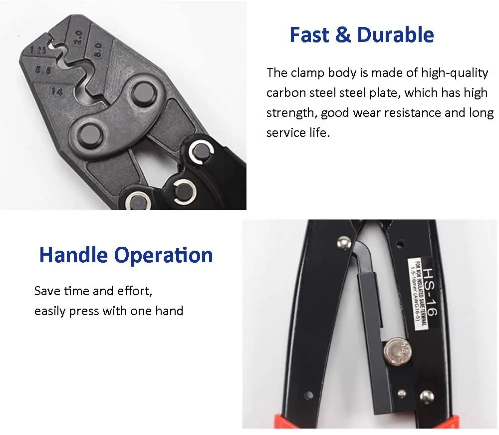HS-16 Crimping Pliers Cable Lug Crimper Tool Bare Terminal Wire Plier Cutter 1.25-16 Square Millimeter Cutters Cutting Hand Tool
HS-16 Crimping Pliers Cable Lug Crimper Tool Bare Terminal Wire Plier Cutter 1.25-16 Square Millimeter Cutters Cutting Hand Tool