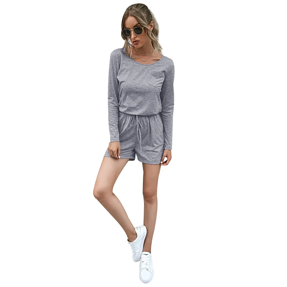 Rompers For Summer Women Long Sleeve Loose Playsuit Sexy Basic Female drawstring elastic waist Overalls Short Jumpsuit Fashion
Rompers For Summer Women Long Sleeve Loose Playsuit Sexy Basic Female drawstring elastic waist Overalls Short Jumpsuit Fashion