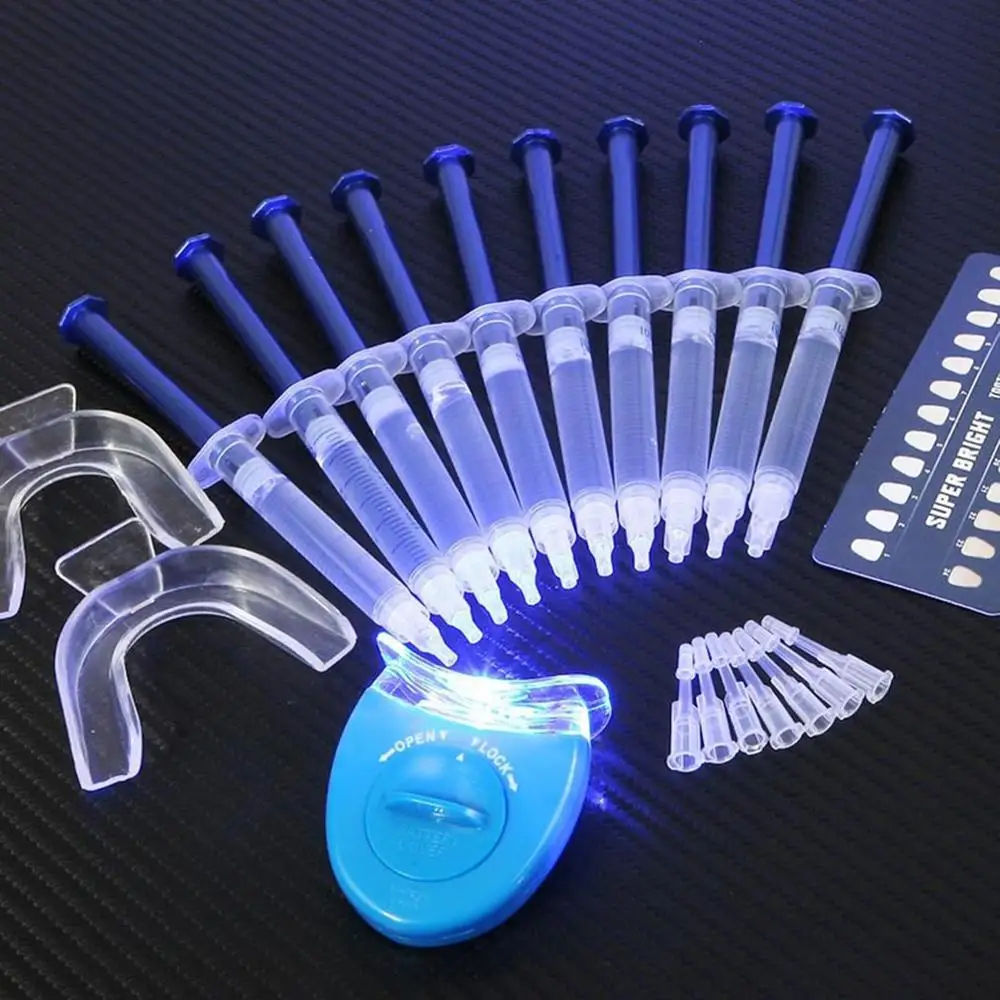 Dentist Teeth Whitening 44% Peroxide Dental Bleaching System 10pcs Whitening Gel+2pcs Dental Tray+1pc Mini Cold Whitening Light
Dentist Teeth Whitening 44% Peroxide Dental Bleaching System 10pcs Whitening Gel+2pcs Dental Tray+1pc Mini Cold Whitening Light