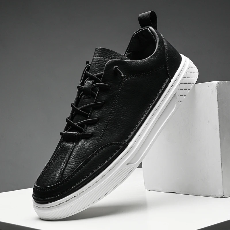 Fashion Leather Shoes Men White Sneakers Black White Shoes Flat Leather Men Casual Shoes Brand Male Footwear 
Fashion Leather Shoes Men White Sneakers Black White Shoes Flat Leather Men Casual Shoes Brand Male Footwear