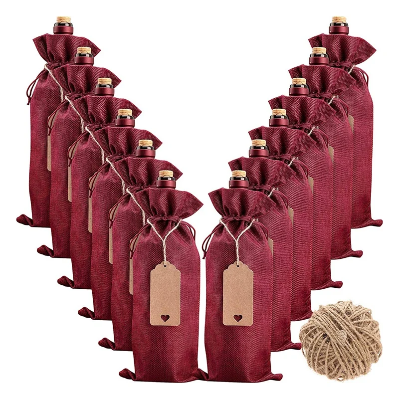 Burlap Wine Bags Wine Gift Bags, 12 Pcs Wine Bottle Bags with Drawstrings, Tags & Ropes, Reusable Wine Bottle Covers
Burlap Wine Bags Wine Gift Bags, 12 Pcs Wine Bottle Bags with Drawstrings, Tags & Ropes, Reusable Wine Bottle Covers