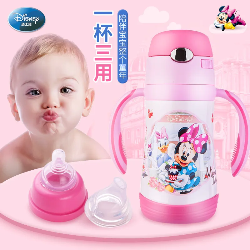 

Disney infant 304 thermos cup baby learn to drink water cup portable anti-choking milk leakage duck bill straw three uses