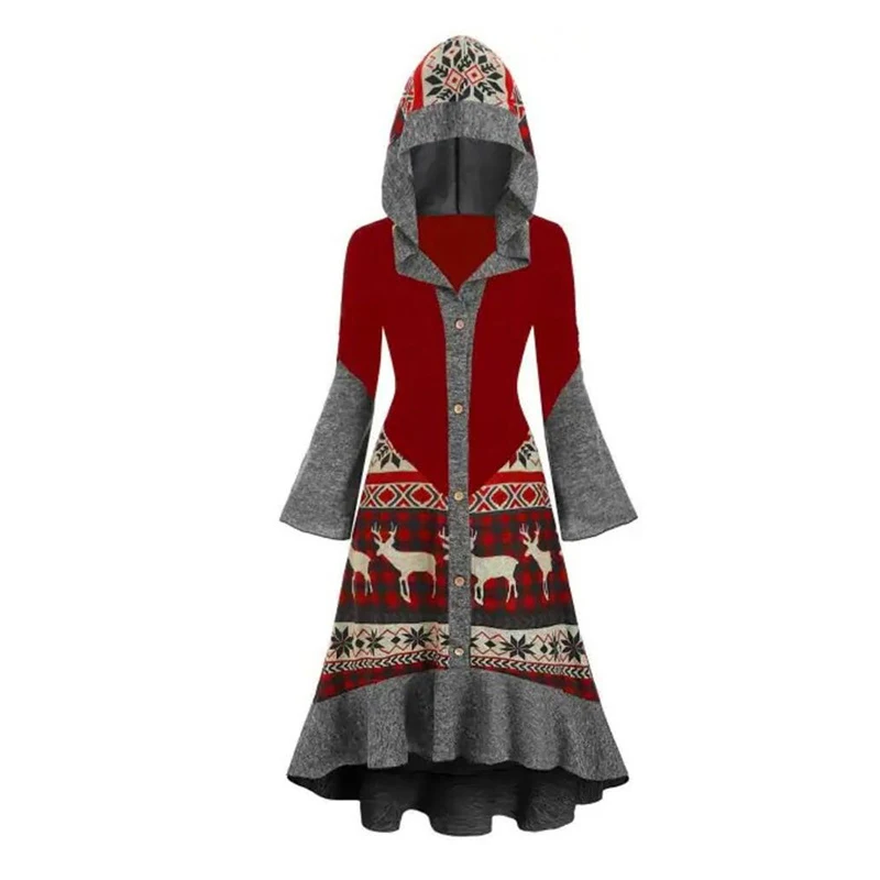 Long Sleeved Women's Dress Cotton Digital Printing Contrast Color Hooded Lotus Leaf Decorative Button Ladies Streetwear Dress
Long Sleeved Women's Dress Cotton Digital Printing Contrast Color Hooded Lotus Leaf Decorative Button Ladies Streetwear Dress